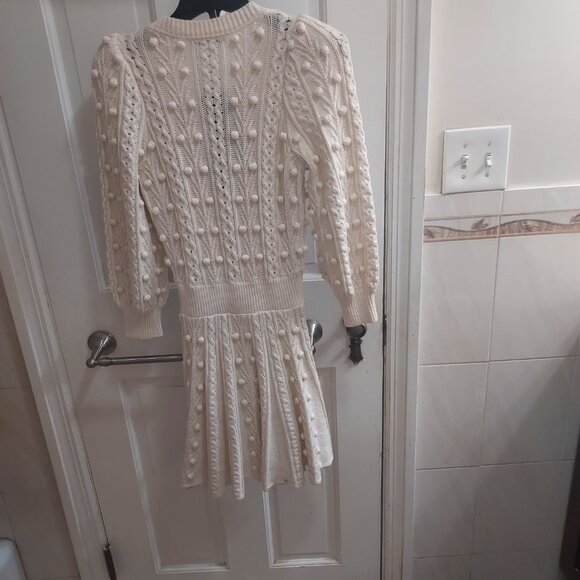 Alice + Olivia Kitty Puff Sleeve Bow Sweater White Dress - Picture 8 of 9